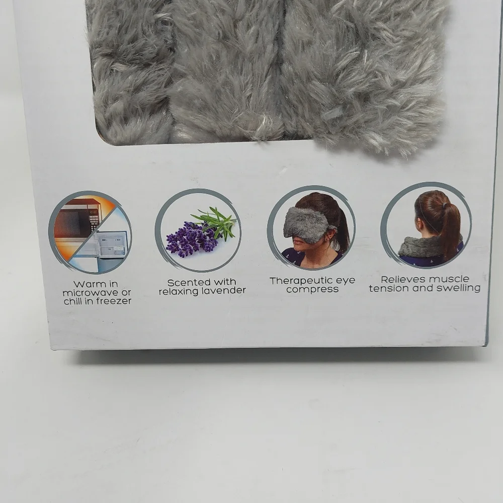 Visage Pro Style Eye Mask & Wrap Grey Fuzzy Lavendar Scented Hot Or Cold Therapy